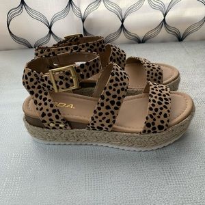 Soda Ankle banded leopard/cheetah espadrille Platform women sandal Various Size